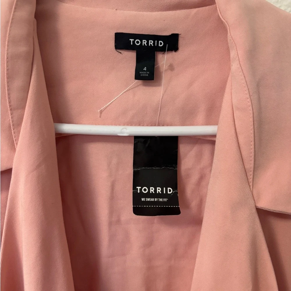 Torrid Soft Pink Drape Front Twill jacket - Picture 2 of 3